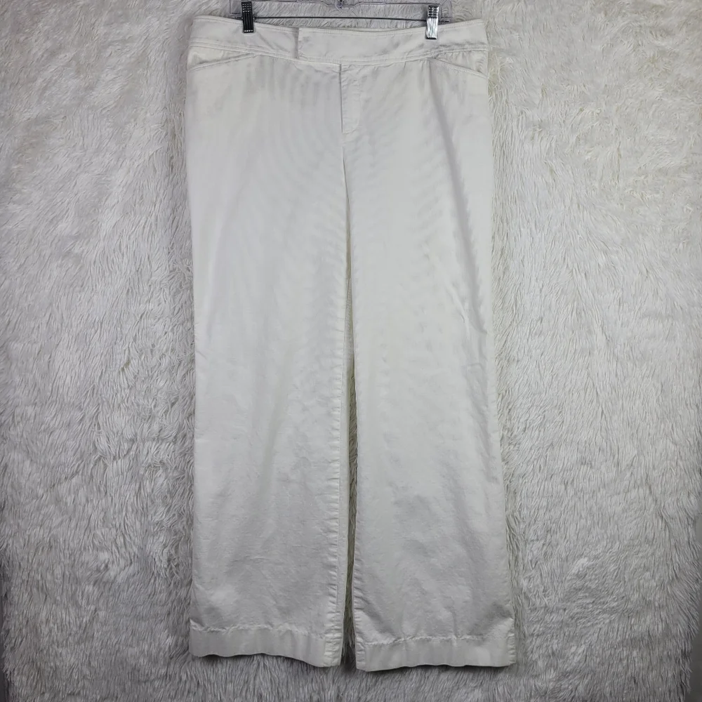 Lilly Pulitzer Sz 14 White Palm Beach‎ Fit Wide Leg Corduroy Pants Boho Casual